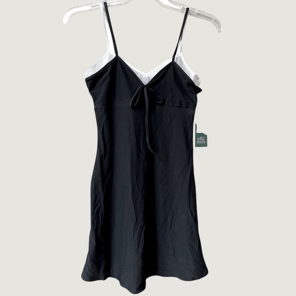 Wild Fable NWT Layered Slip Mini Dress Womens XXS Black White Stretch Y2K